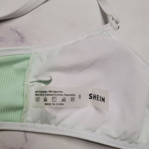 Shein Green White Stripe Bikini Top - Picture 3 of 3